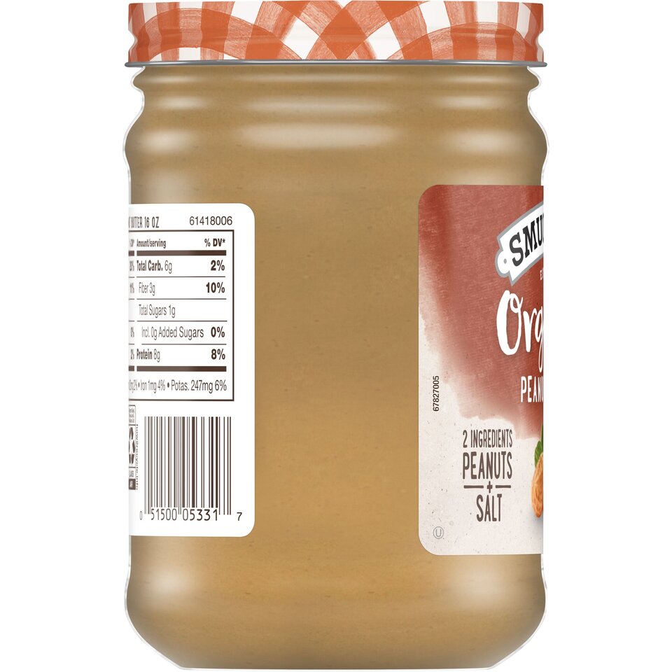 Organic Chunky Peanut Butter left with packaging