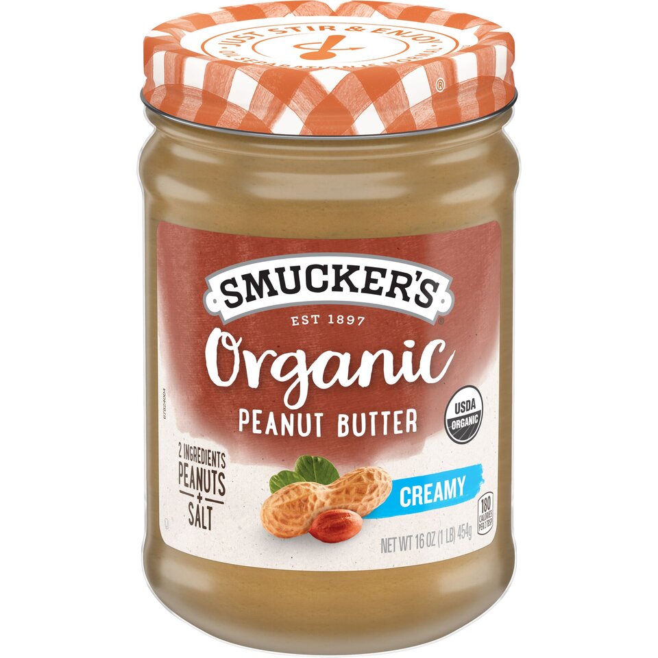 Organic Creamy Peanut Butter front center with packaging