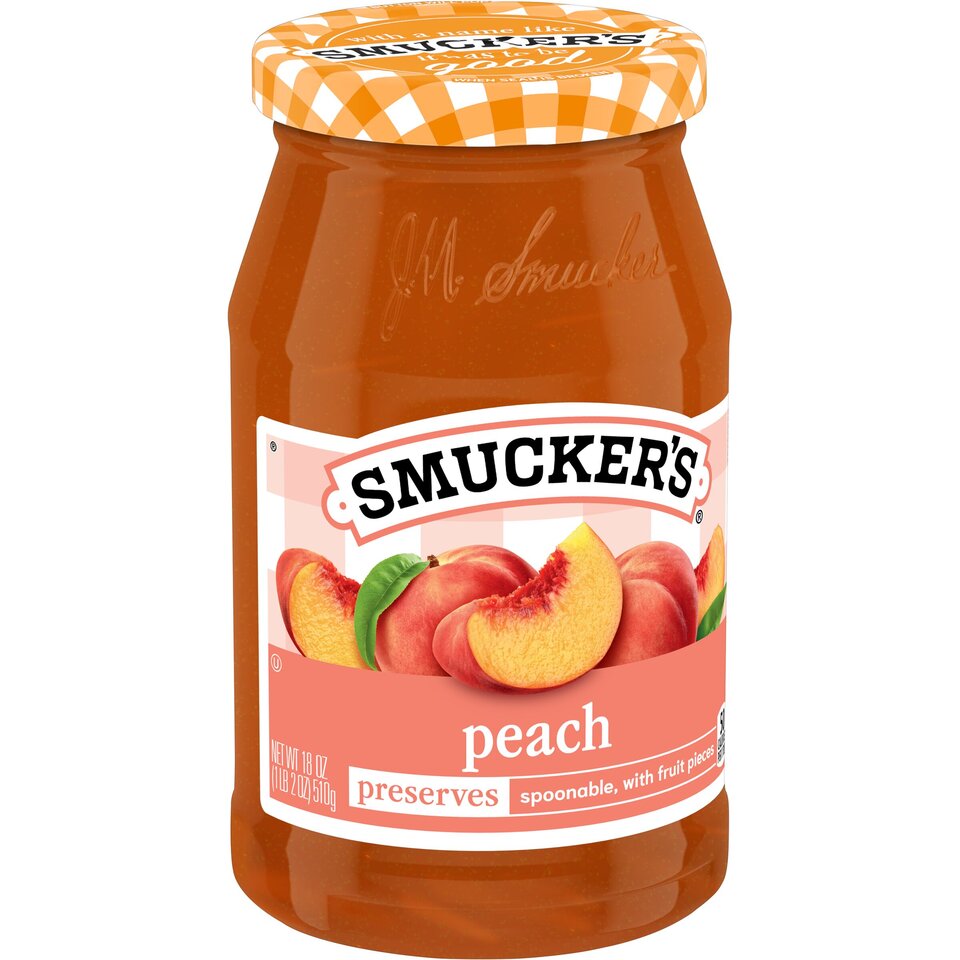 Peach Preserves front left with packaging