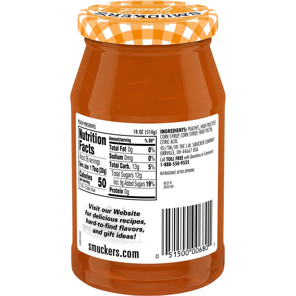 Peach Preserves back center with packaging