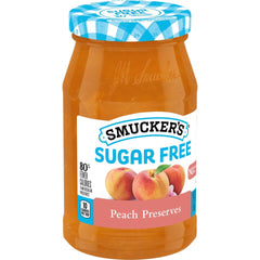 Sugar Free Peach Preserves front left with packaging