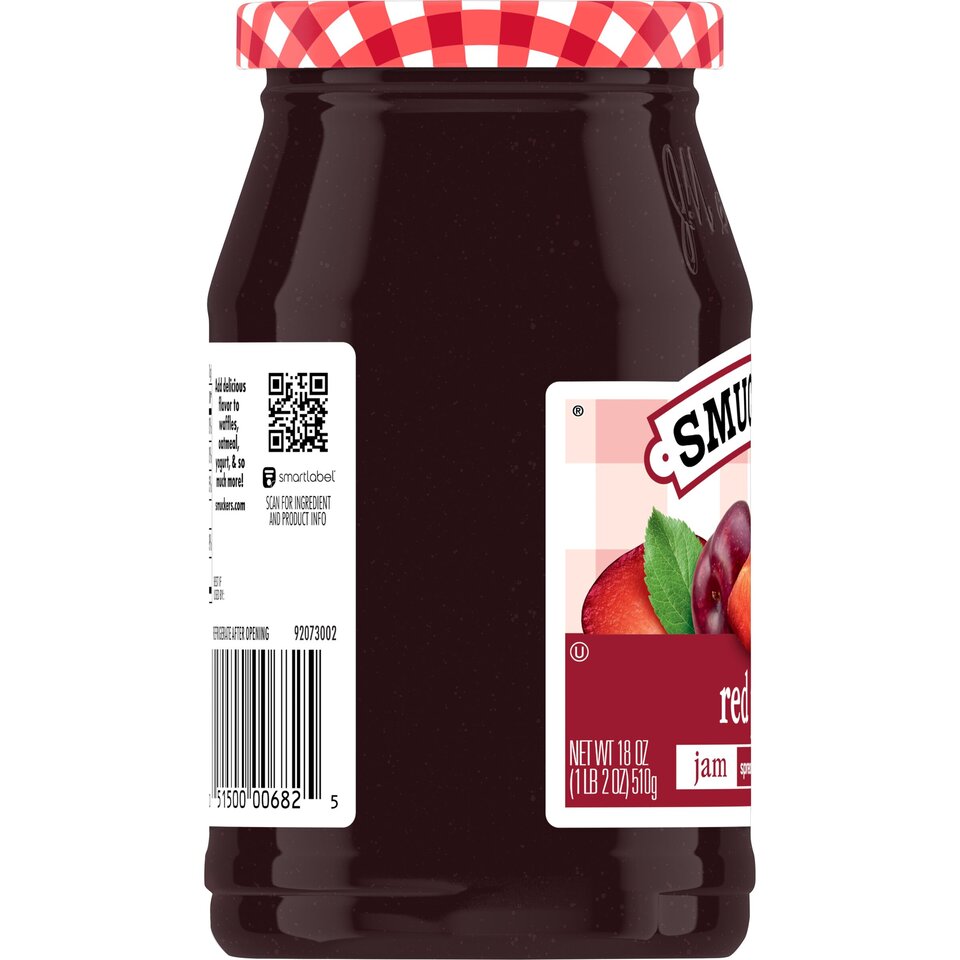 Red Plum Jam left with packaging