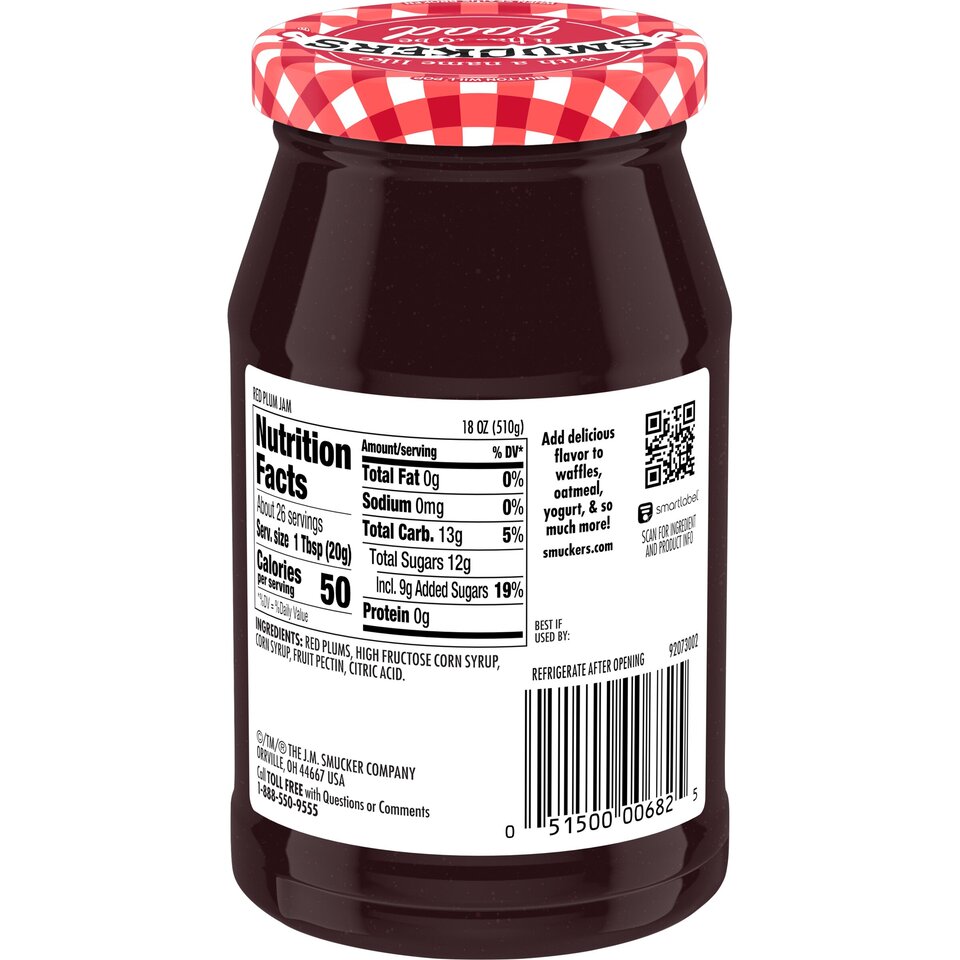 Red Plum Jam back center with packaging