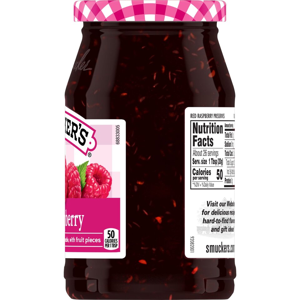 Red Raspberry Preserves right with packaging