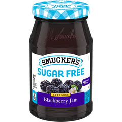 Sugar Free Seedless Blackberry Jam front center with packaging