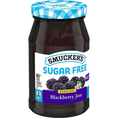Sugar Free Seedless Blackberry Jam front left with packaging