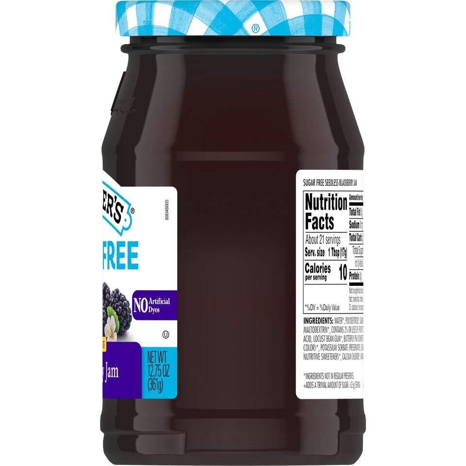 Sugar Free Seedless Blackberry Jam right with packaging