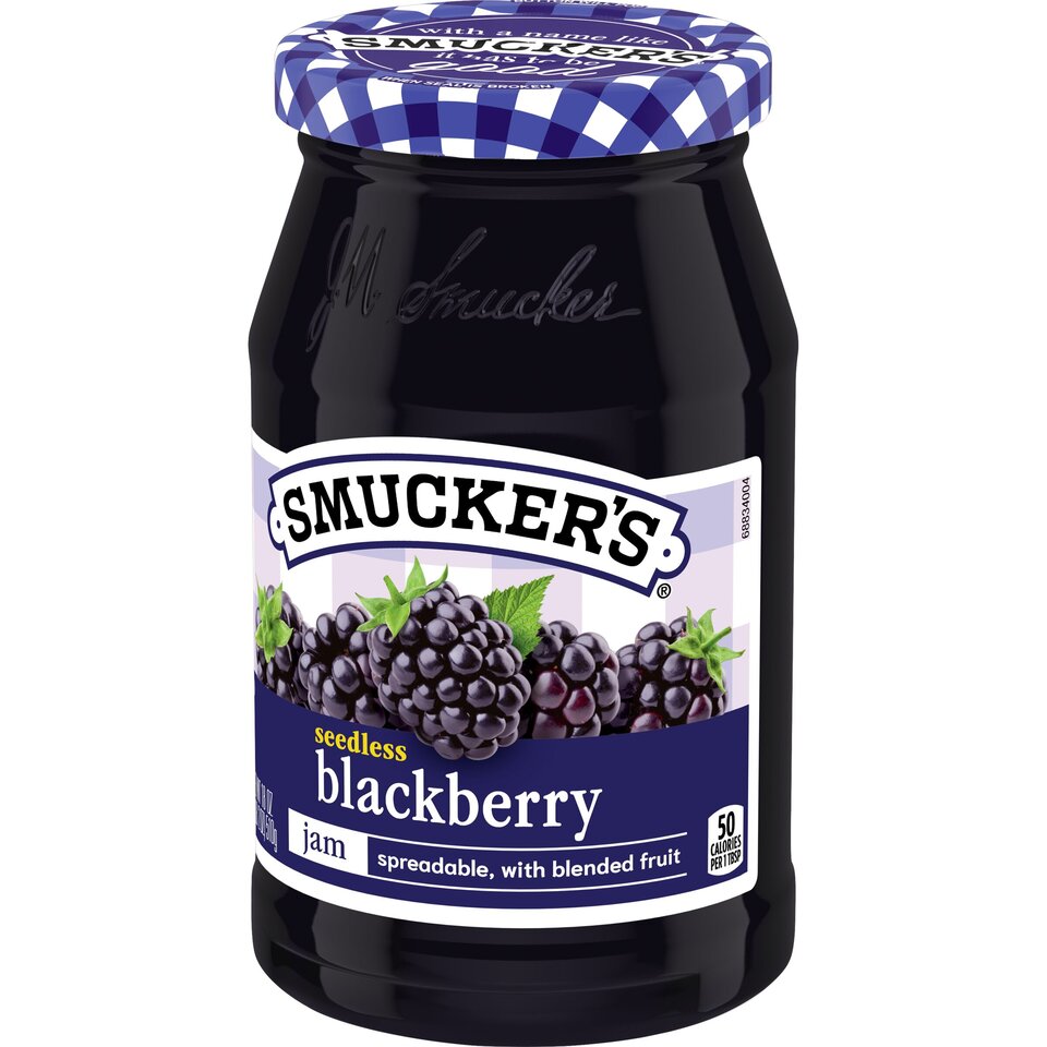 Seedless Blackberry Jam front right with packaging