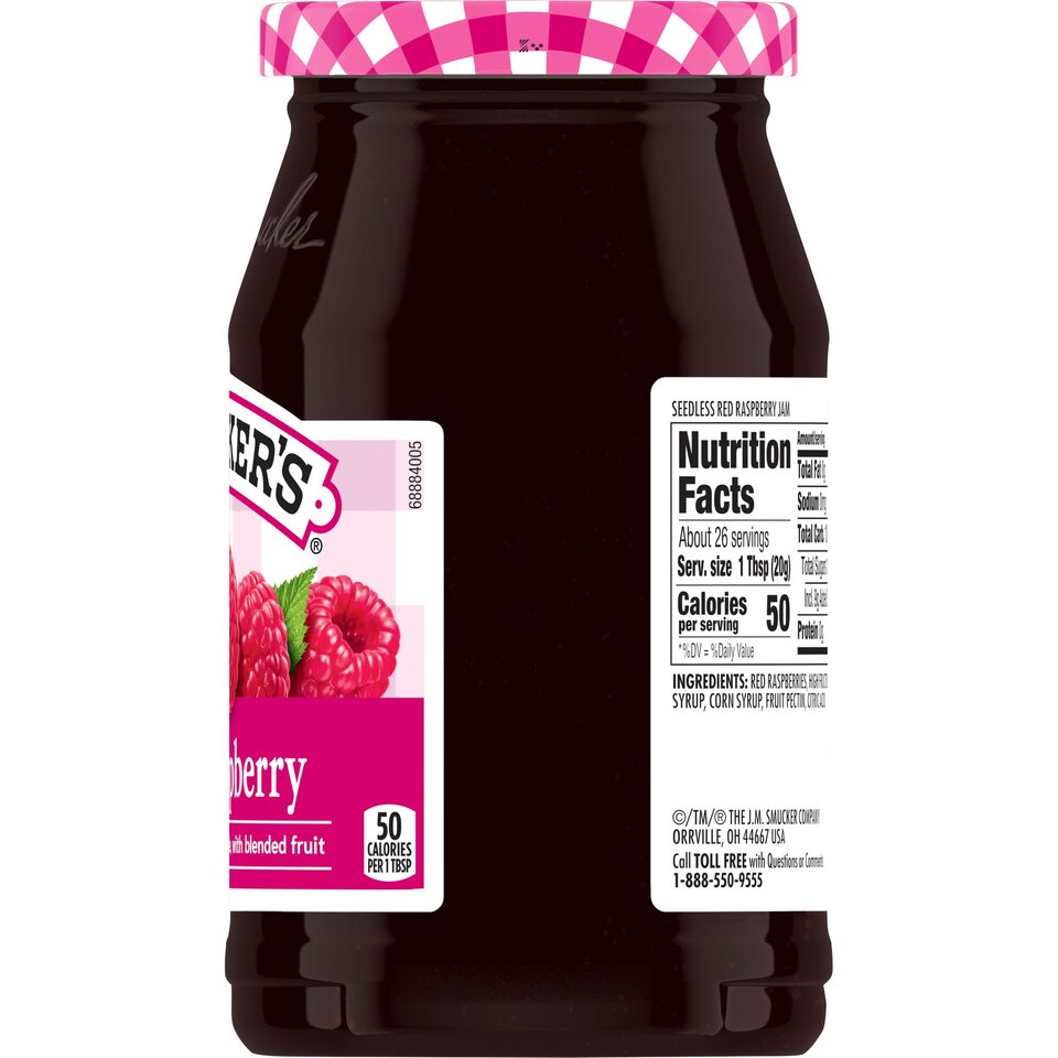 Seedless Red Raspberry Jam right with packaging
