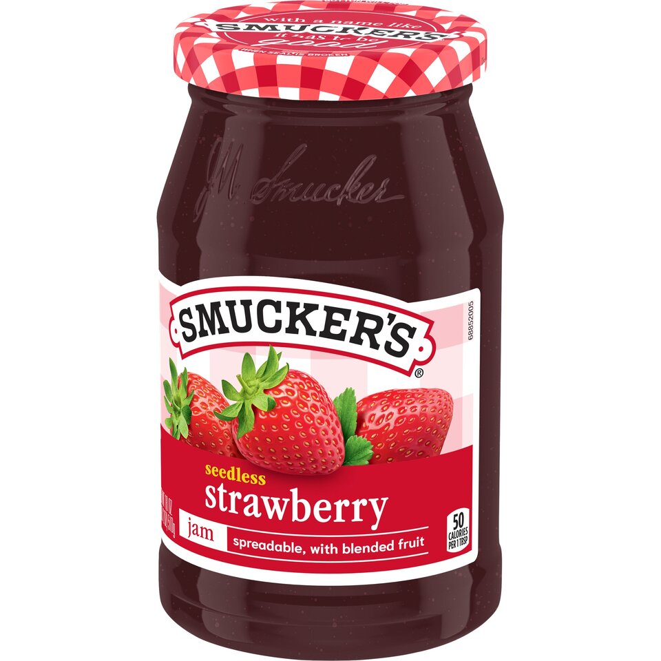 Seedless Strawberry Jam front right with packaging
