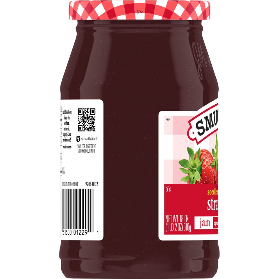 Seedless Strawberry Jam left with packaging