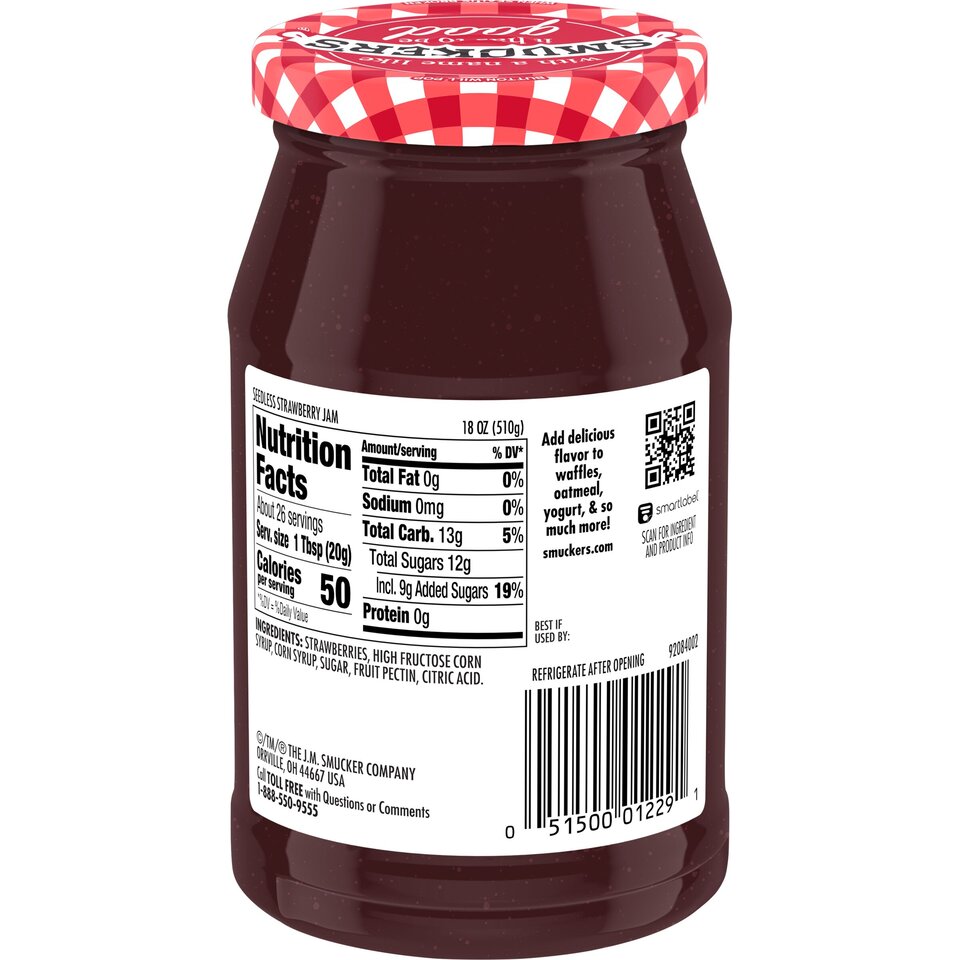 Seedless Strawberry Jam back center with packaging