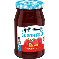 Sugar Free Seedless Strawberry Jam front left with packaging