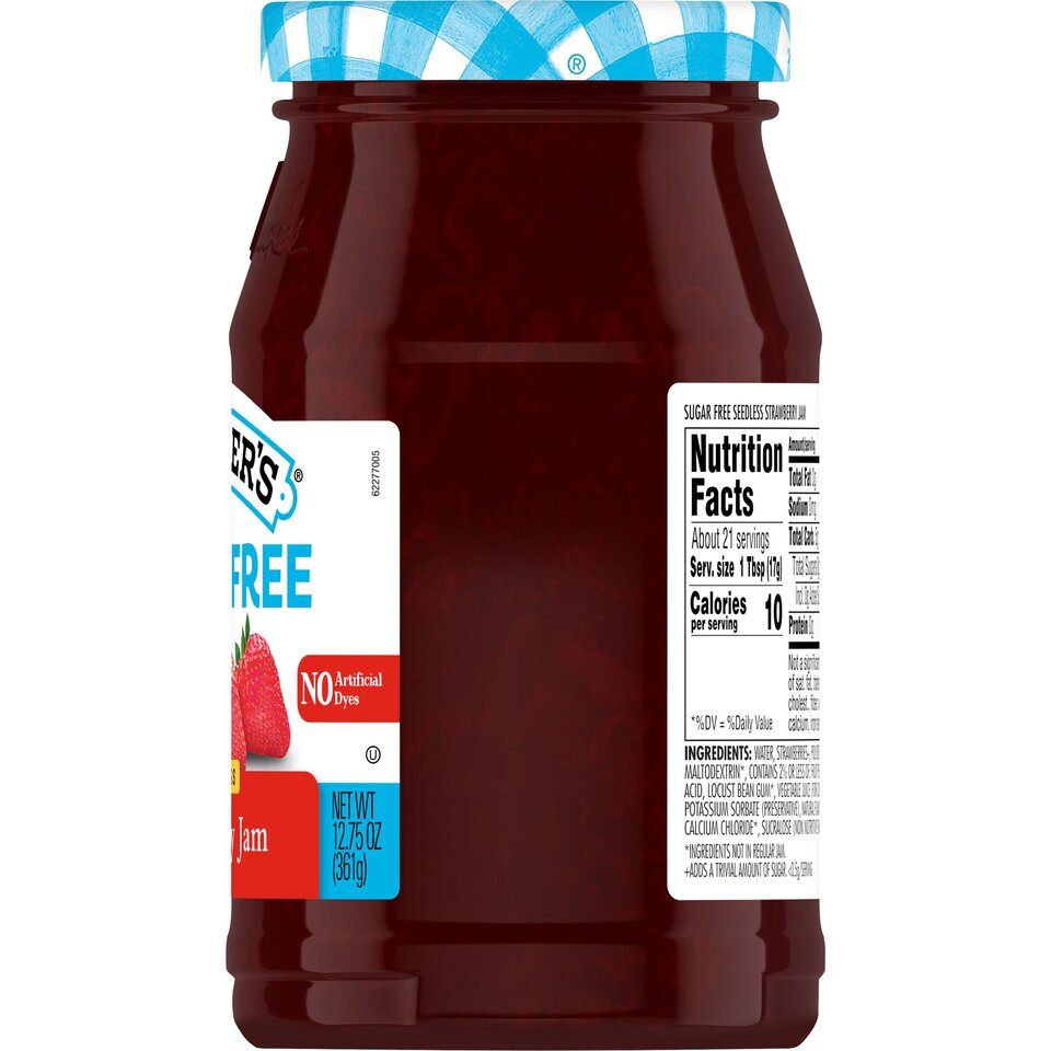 Sugar Free Seedless Strawberry Jam right with packaging