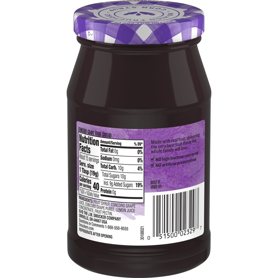 Simply Fruit® Concord Grape Fruit Spread back center with packaging