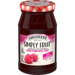 Simply Fruit® Red Raspberry Fruit Spread front center with packaging