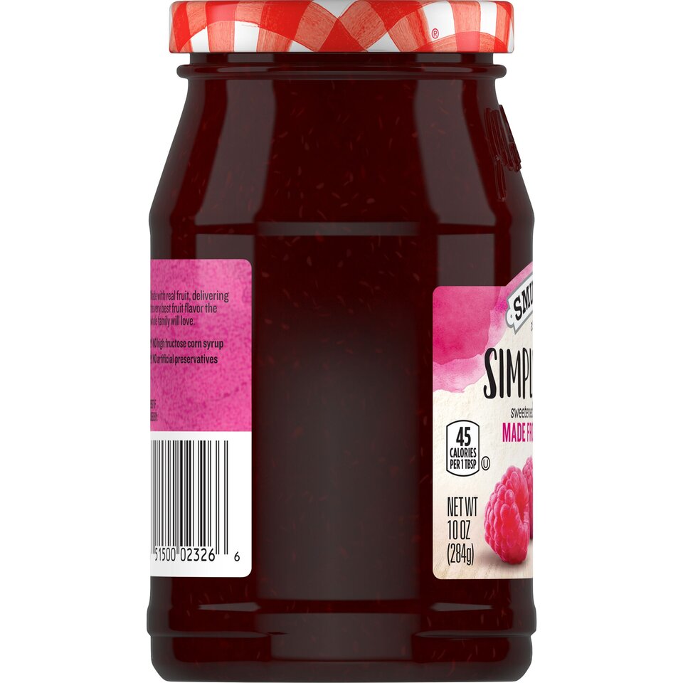 Simply Fruit® Red Raspberry Fruit Spread left with packaging