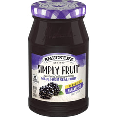 Simply Fruit® Seedless Blackberry Fruit Spread front center with packaging