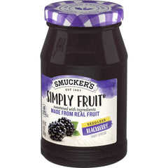 Simply Fruit® Seedless Blackberry Fruit Spread front right with packaging
