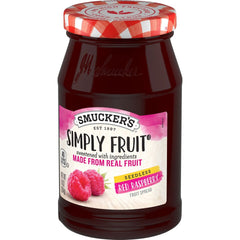 Simply Fruit® Seedless Red Raspberry Fruit Spread front right with packaging