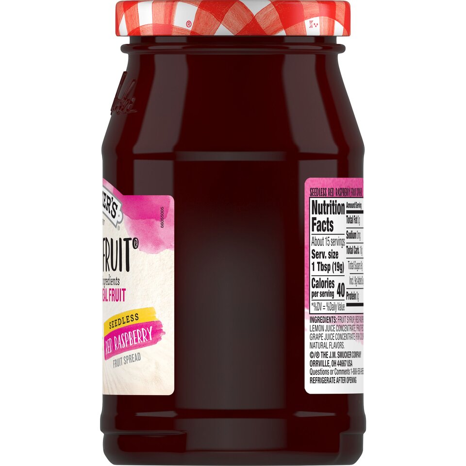Simply Fruit® Seedless Red Raspberry Fruit Spread right with packaging