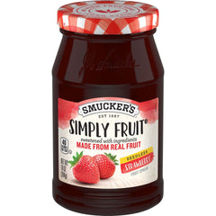 Simply Fruit® Seedless Strawberry Fruit Spread front center with packaging