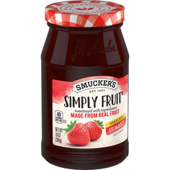 Simply Fruit® Seedless Strawberry Fruit Spread front left with packaging