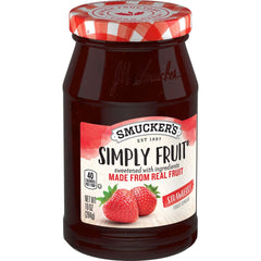 Simply Fruit® Strawberry Fruit Spread front left with packaging