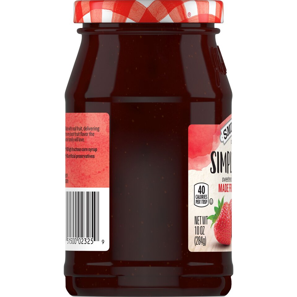 Simply Fruit® Strawberry Fruit Spread left with packaging