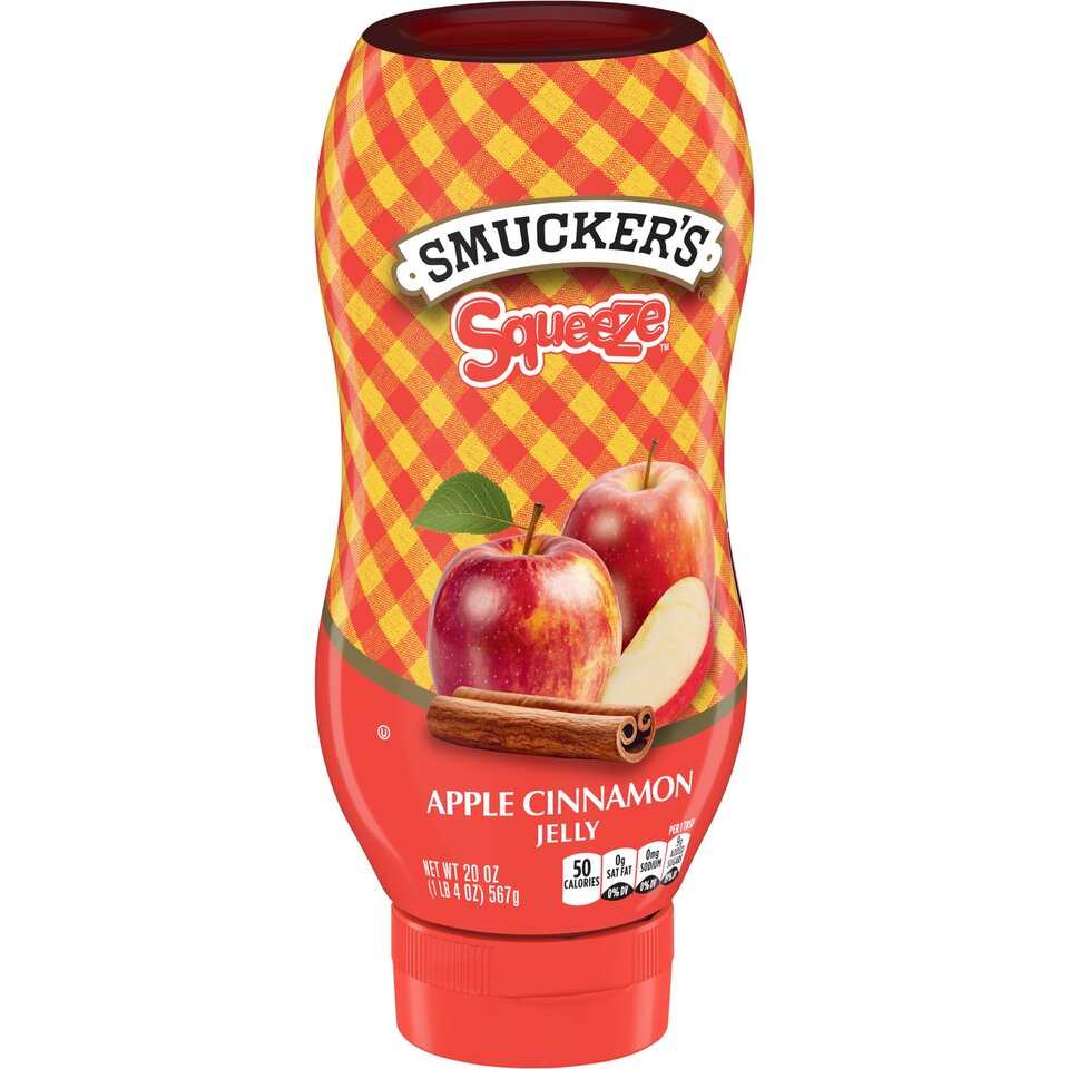 Squeeze™ Apple Cinnamon Jelly front left with packaging