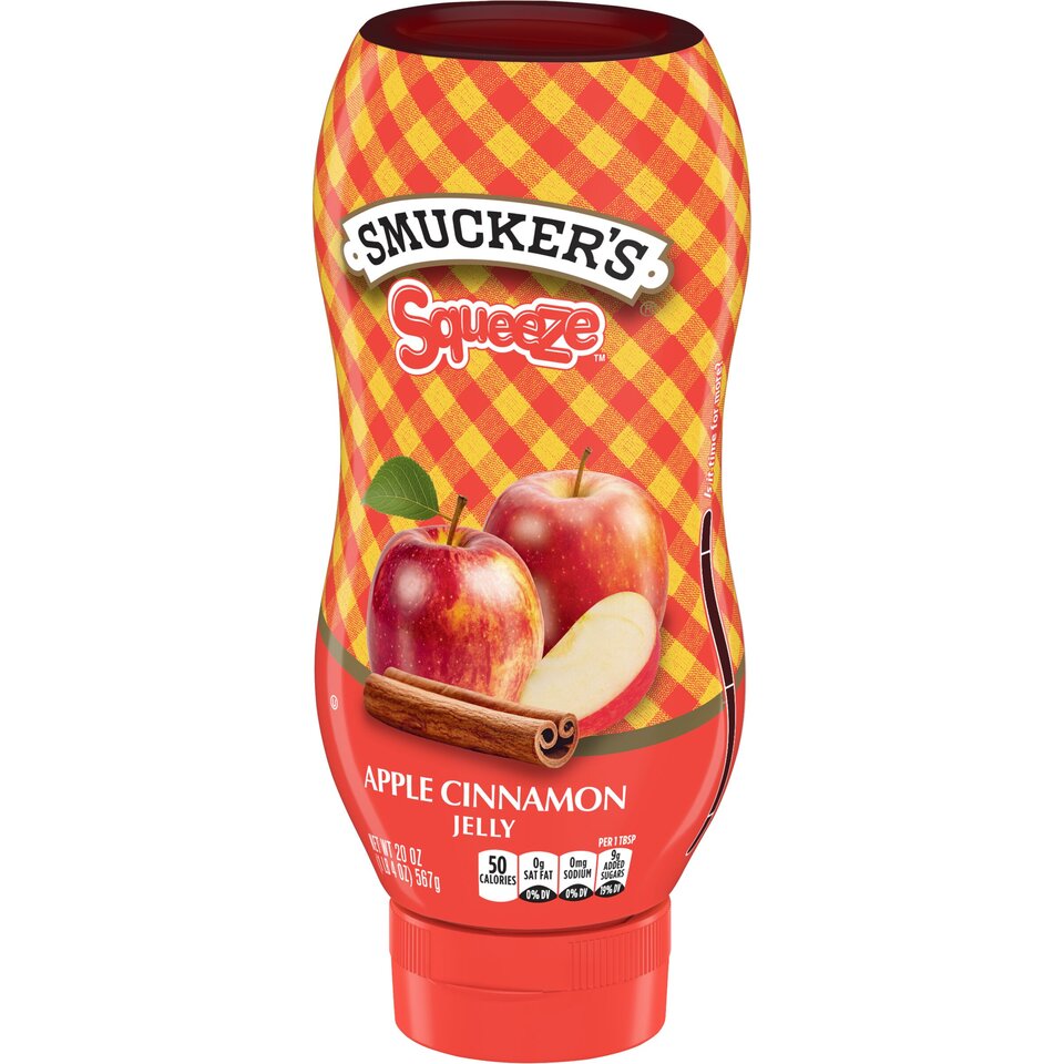 Squeeze™ Apple Cinnamon Jelly front right with packaging