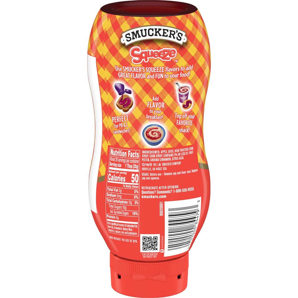 Squeeze™ Apple Cinnamon Jelly back center with packaging