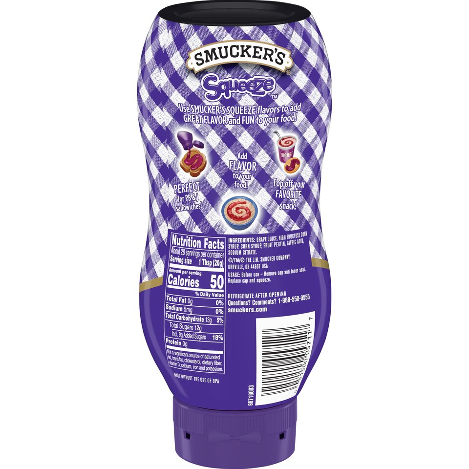 Squeeze™ Grape Jelly back center with packaging