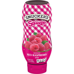 Squeeze™ Seedless Red Raspberry Jam front center with packaging