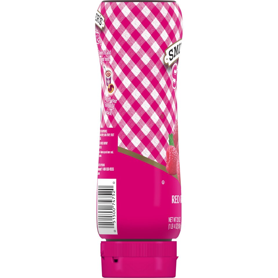 Squeeze™ Seedless Red Raspberry Jam left with packaging