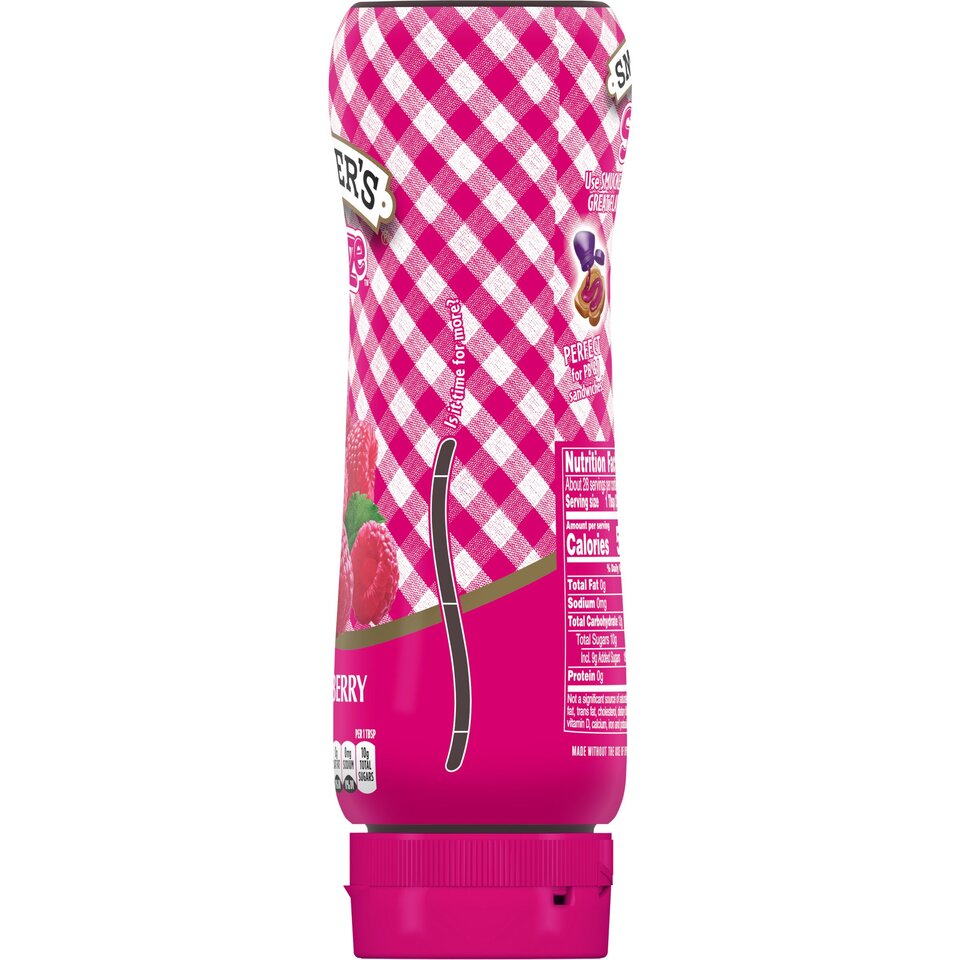 Squeeze™ Seedless Red Raspberry Jam right with packaging