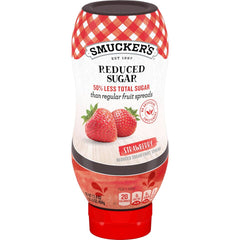 Smucker's® Reduced Sugar Strawberry Squeezable Fruit Spread front center with packaging