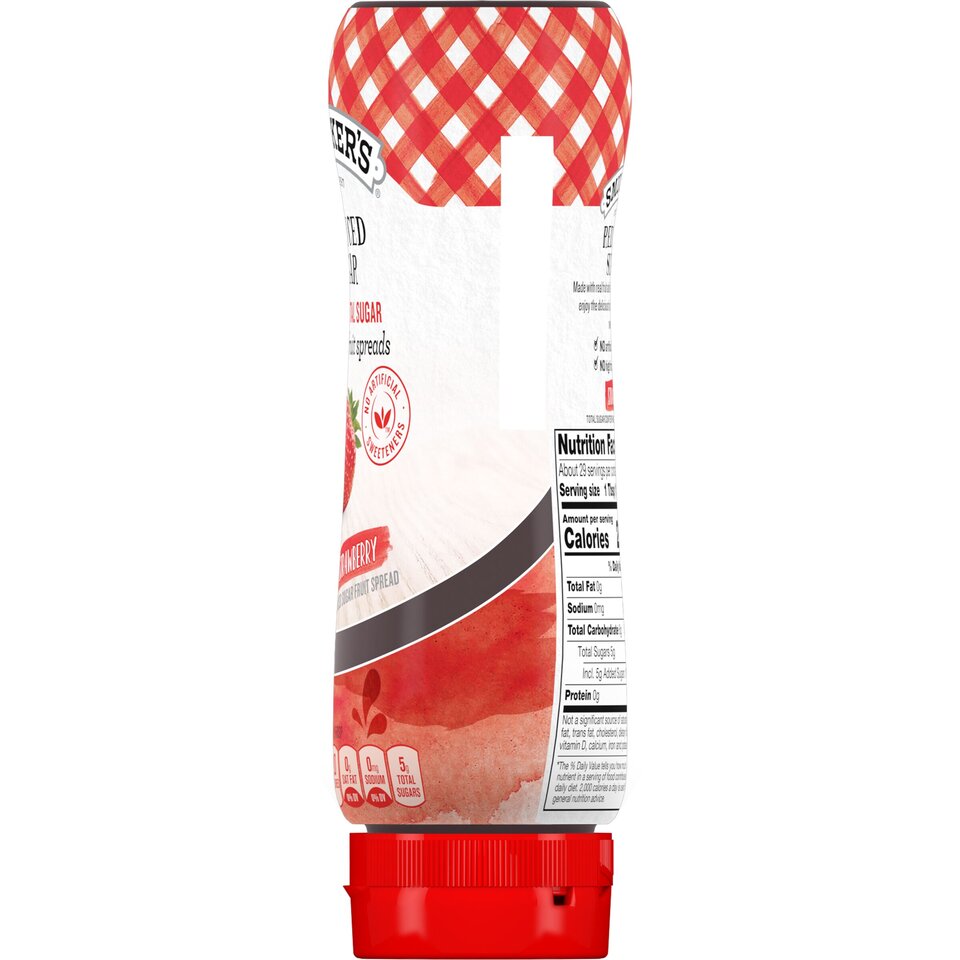Smucker's® Reduced Sugar Strawberry Squeezable Fruit Spread right with packaging