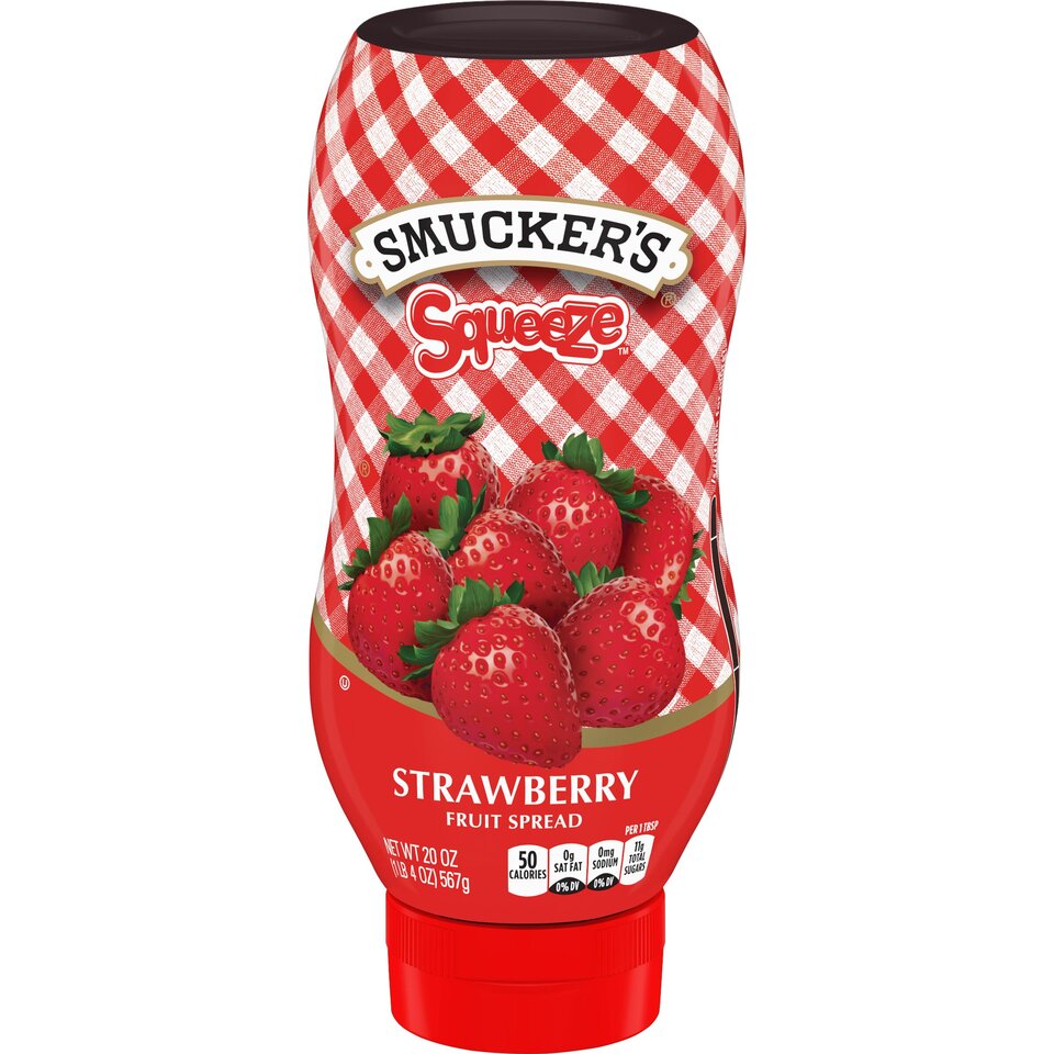 Squeeze™ Strawberry Fruit Spread front center with packaging