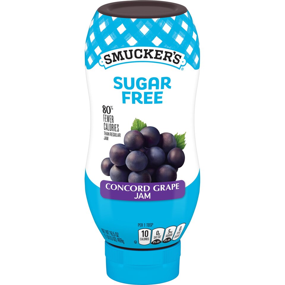 Squeeze Sugar Free Concord Grape Jam front center with packaging