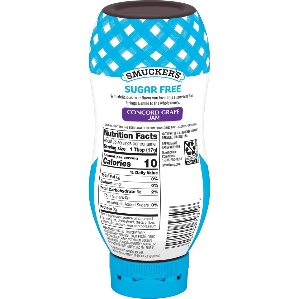Squeeze Sugar Free Concord Grape Jam back center with packaging
