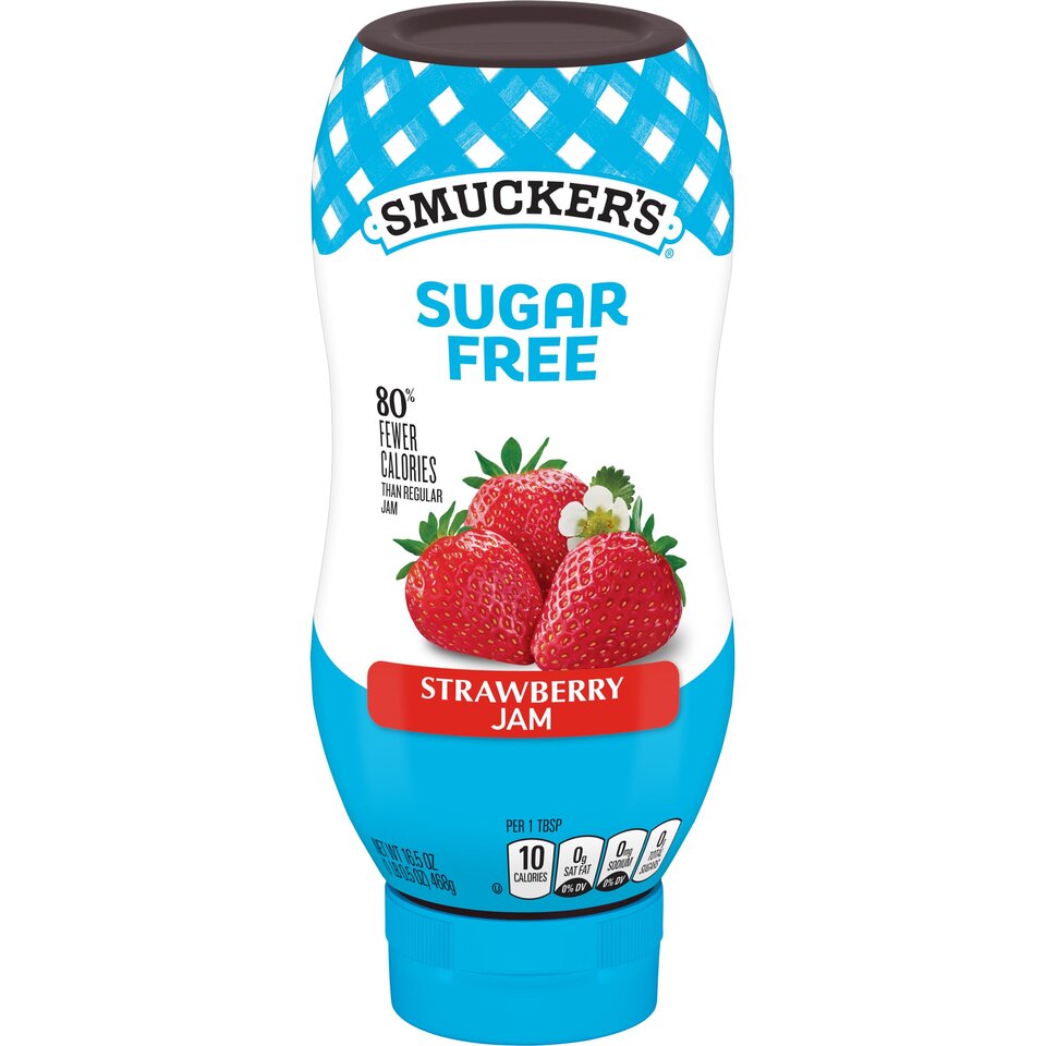 Squeeze Sugar Free Strawberry Jam front center with packaging