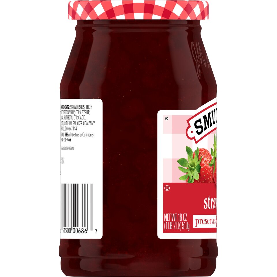Strawberry Preserves left with packaging