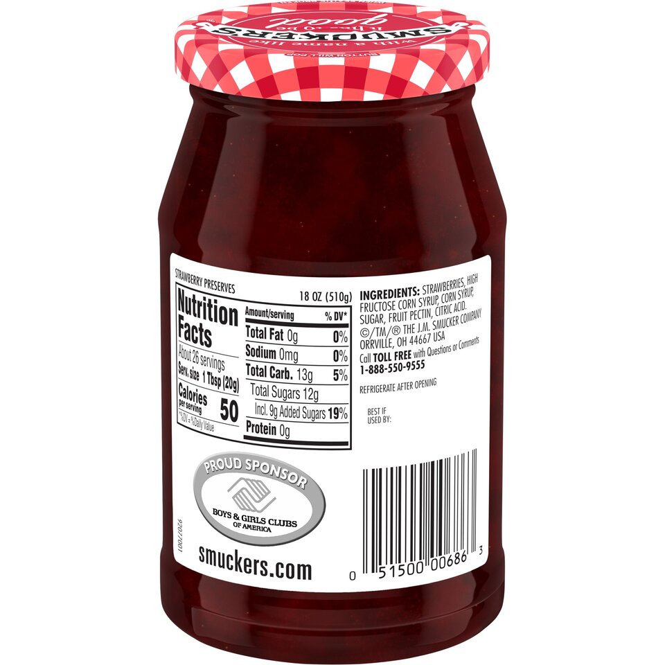 Strawberry Preserves back center with packaging