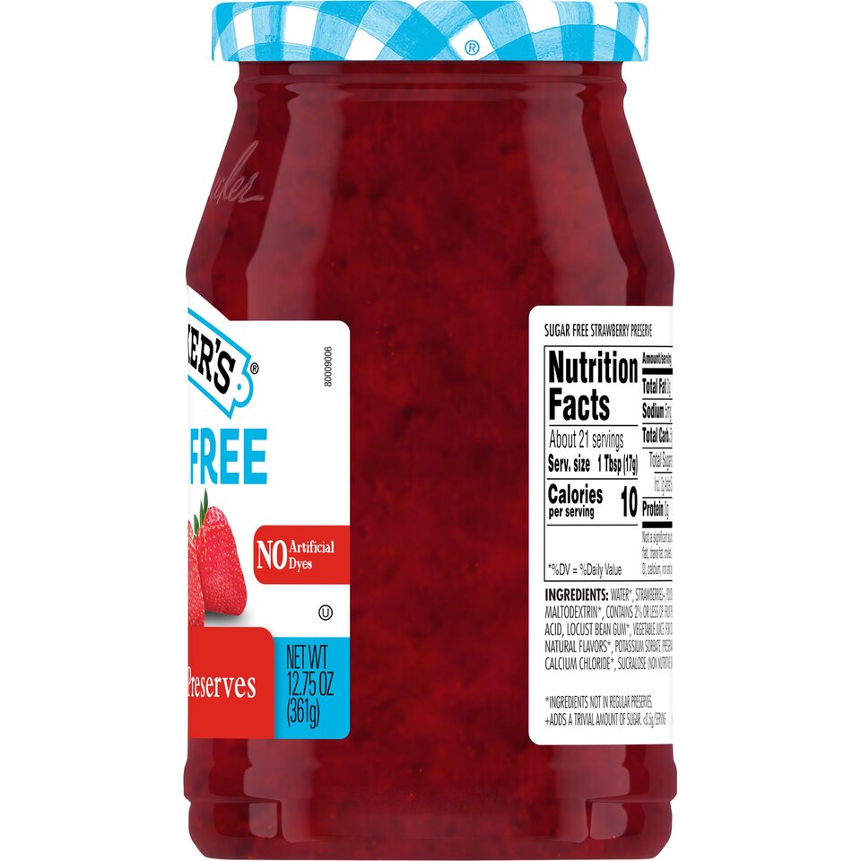 Sugar Free Strawberry Preserves right with packaging