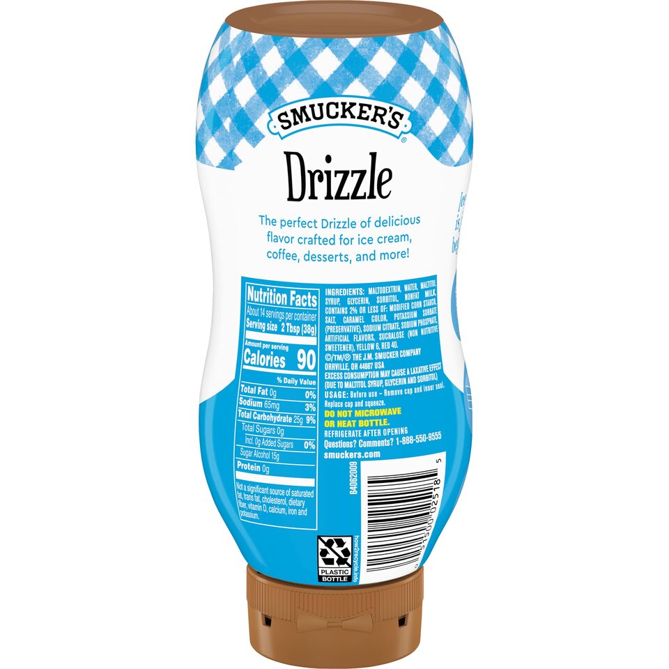 Sundae Syrup™ Sugar Free Caramel Flavored Syrup back center with packaging