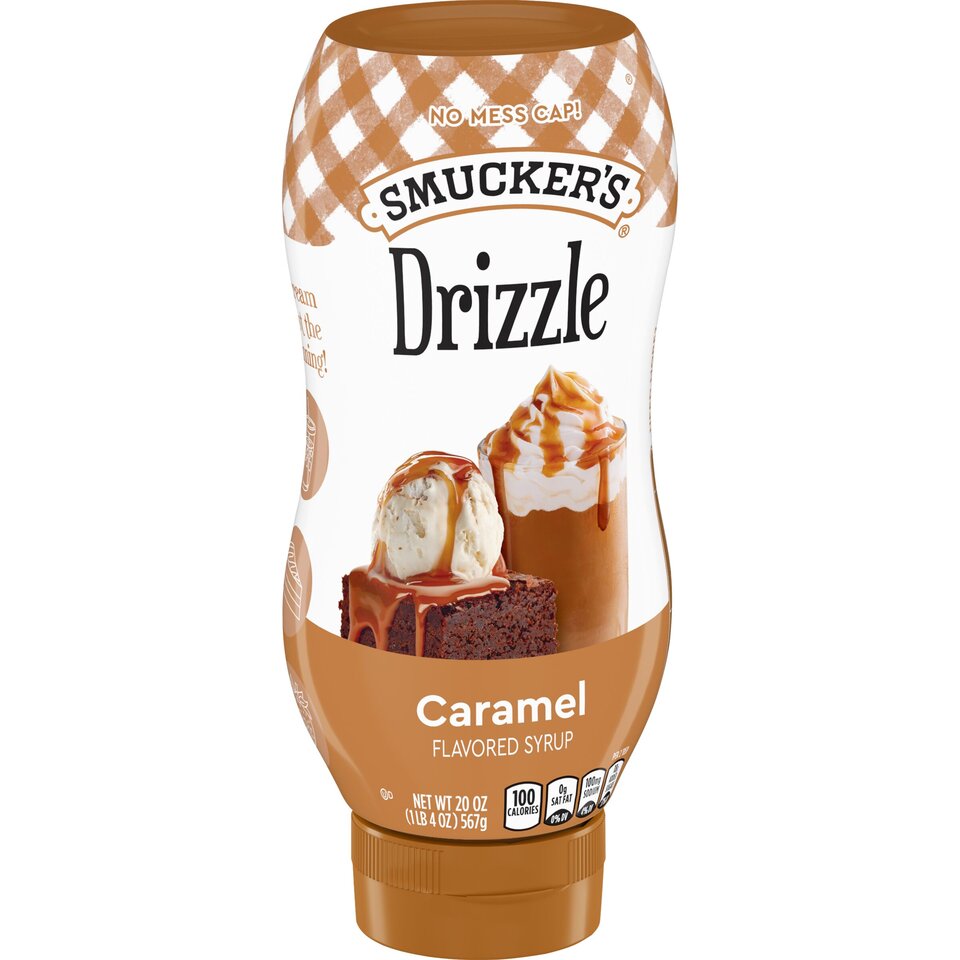 Sundae Syrup™ Caramel Flavored Syrup front left with packaging