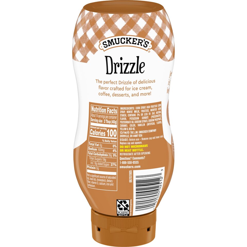 Sundae Syrup™ Caramel Flavored Syrup back center with packaging