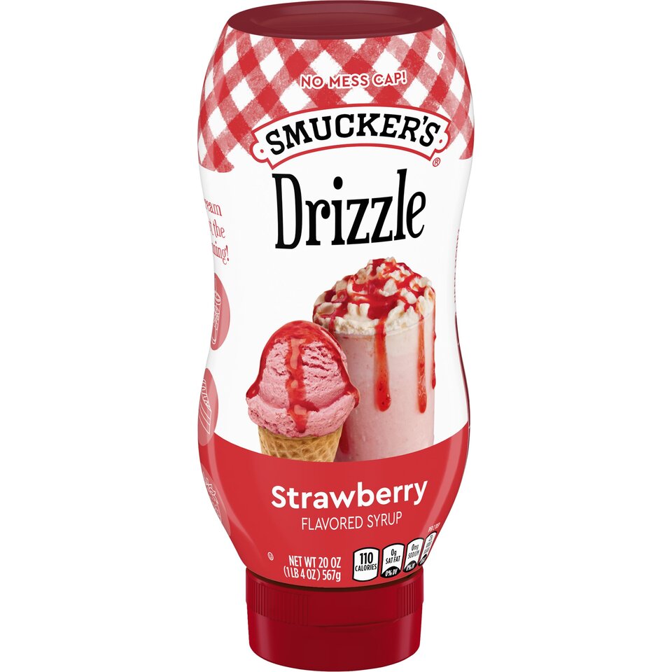 Sundae Syrup™ Strawberry Flavored Syrup front left with packaging