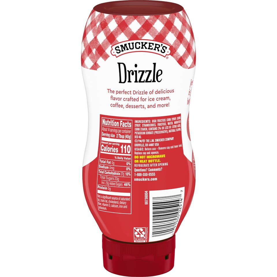 Sundae Syrup™ Strawberry Flavored Syrup back center with packaging